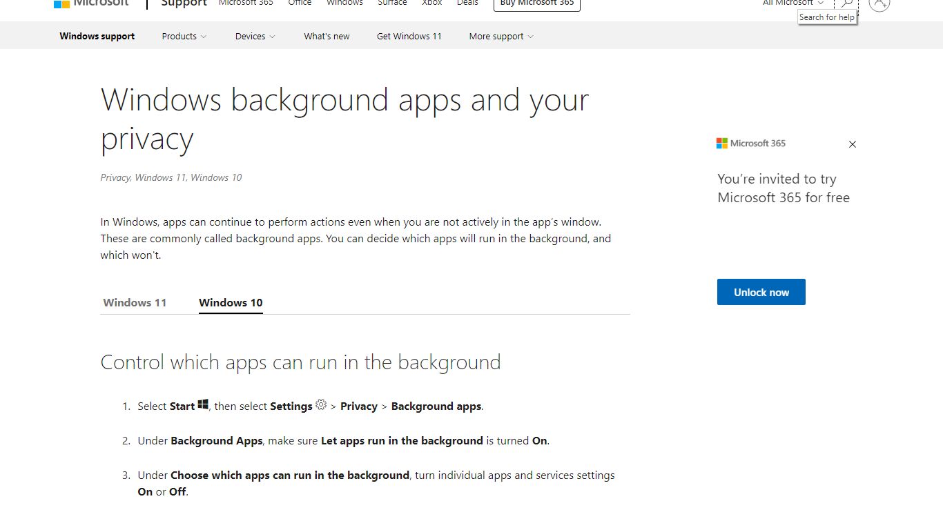 Windows background apps and your privacy