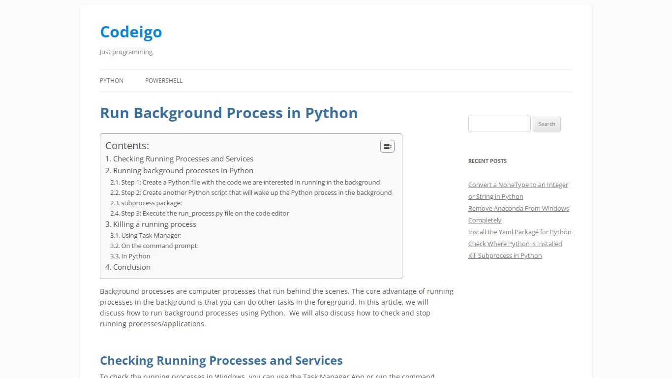 Run Background Process in Python | Codeigo